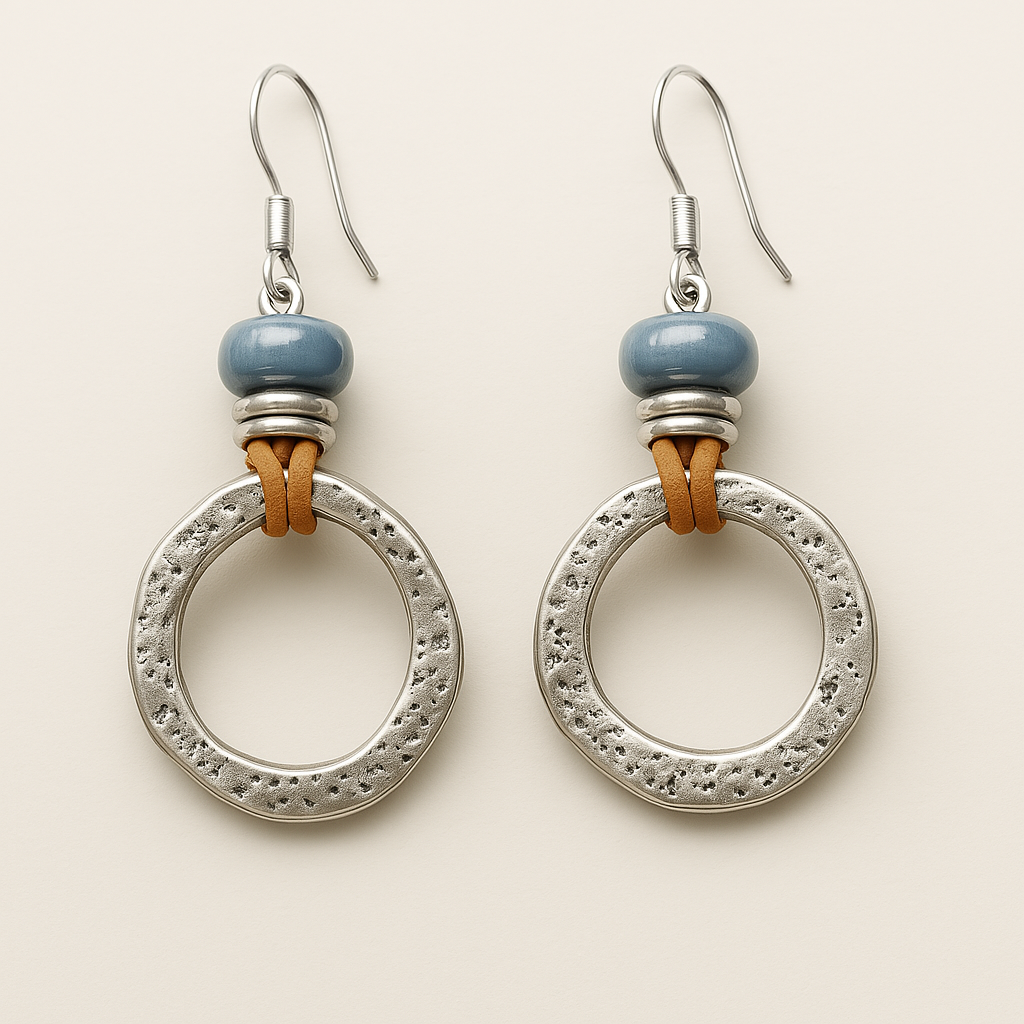 Vintage Boho Silver Circle Earrings