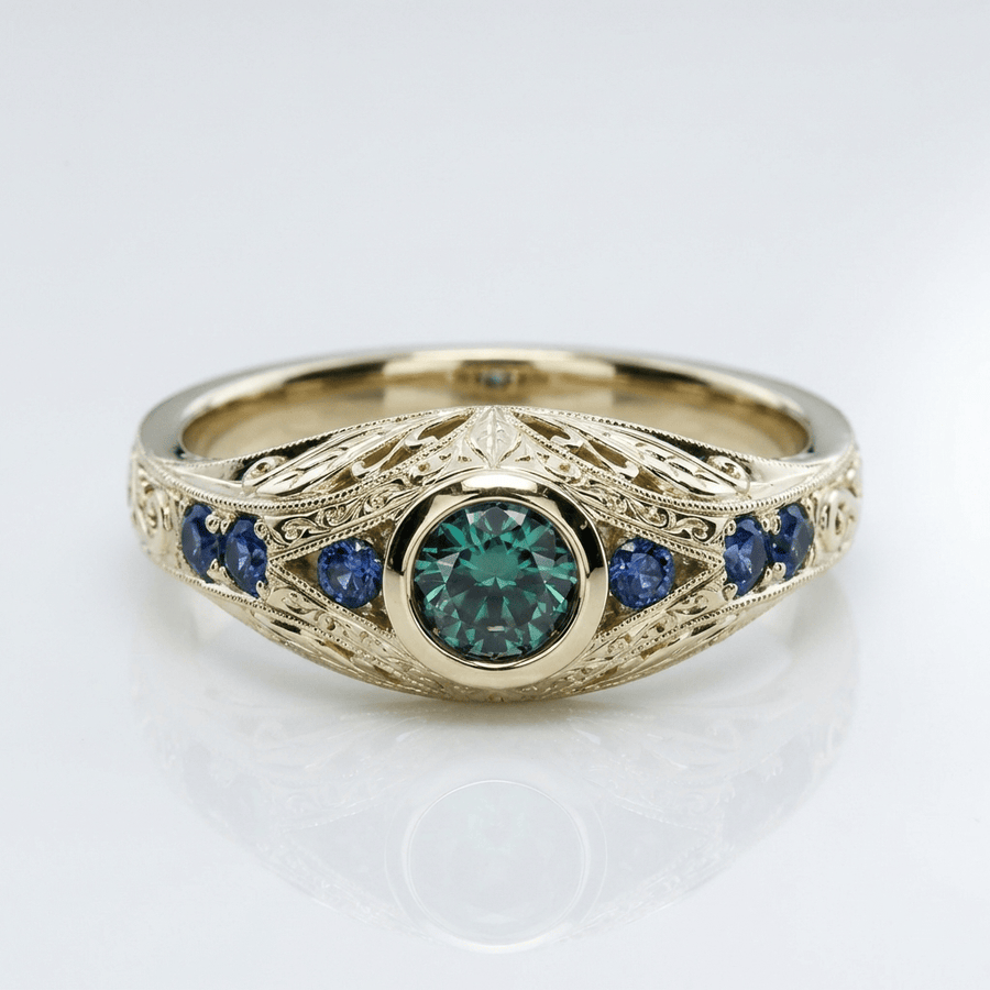 Gold Opal Sapphire Vintage Ring
