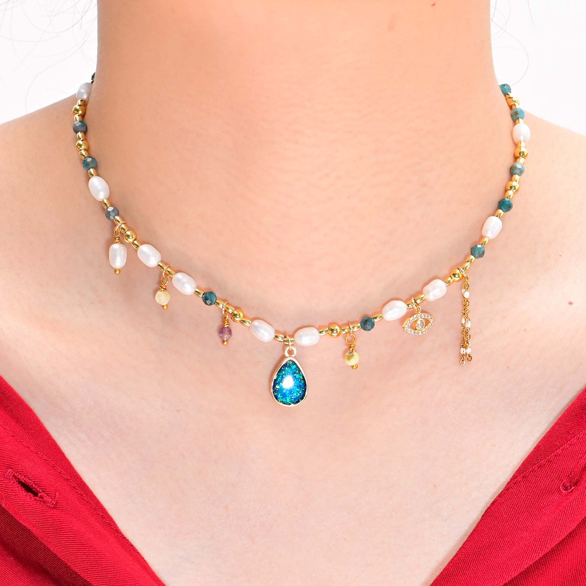 Intense Opal & Pearl Necklace