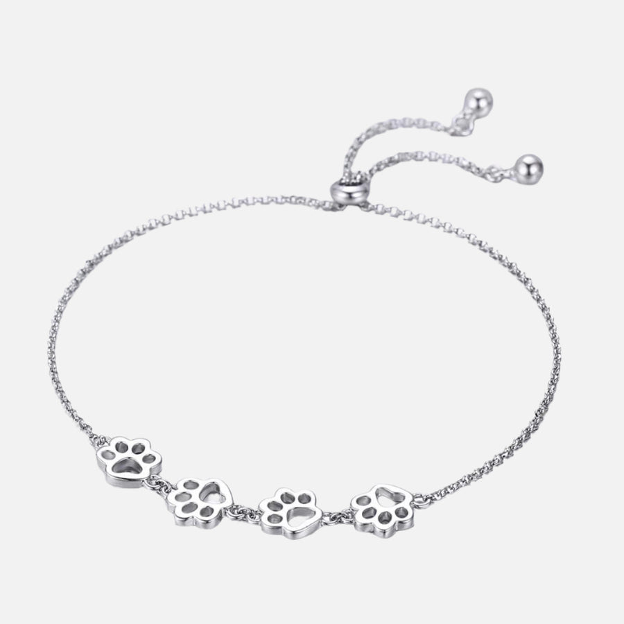 Sterling Silver Paw Print Bracelet – Adjustable Fit