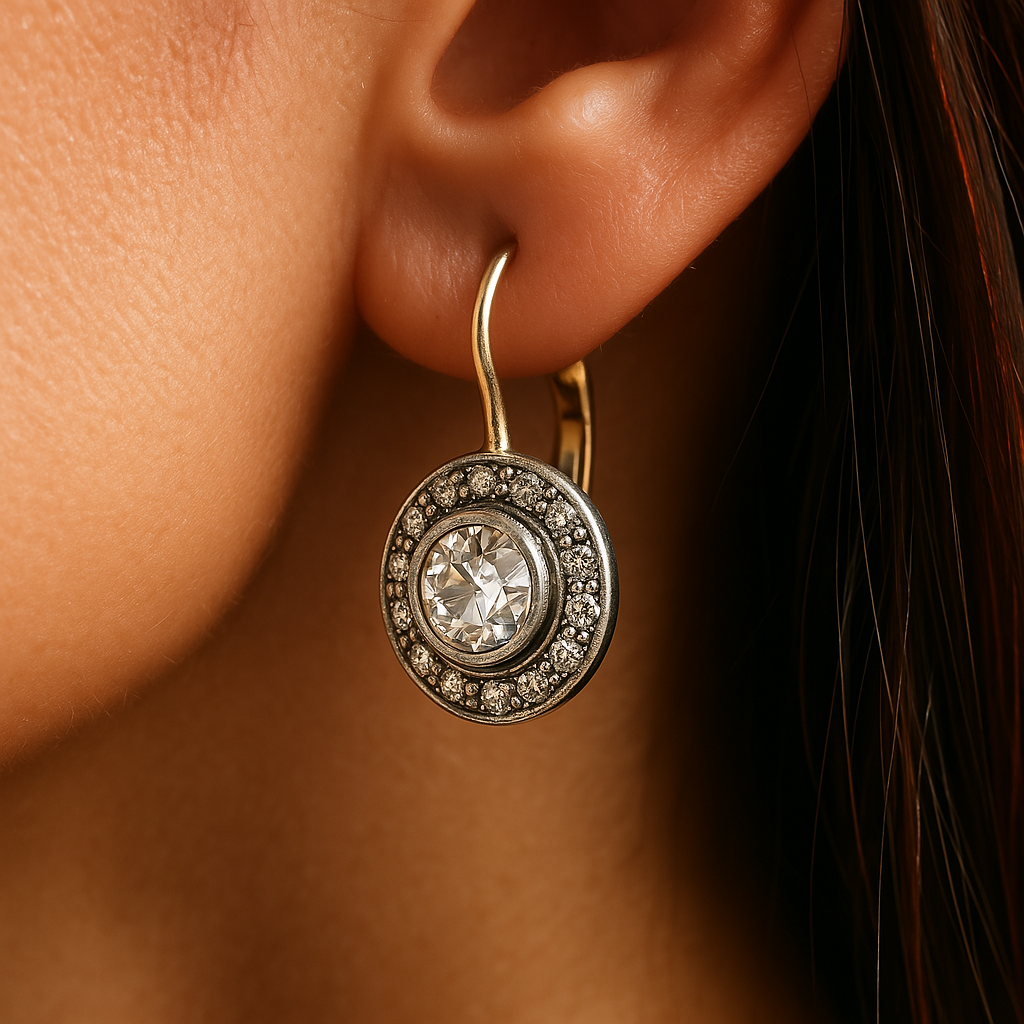 Vintage Silver Earrings with Zirconia