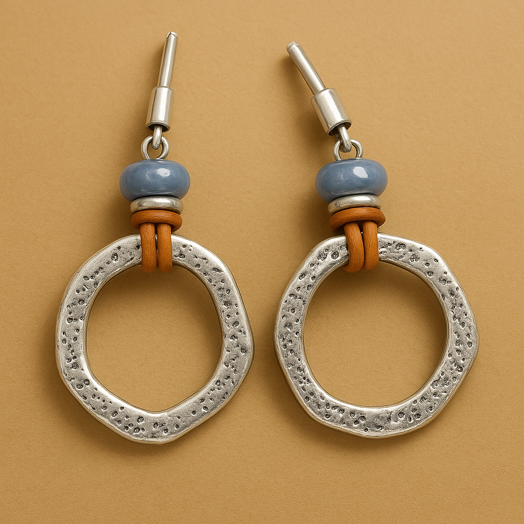 Vintage Boho Silver Circle Earrings