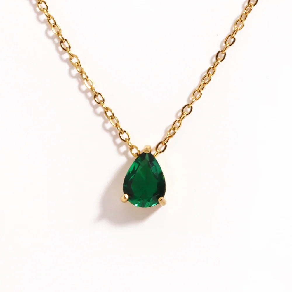 Crystal Teardrop Birthstone Necklace