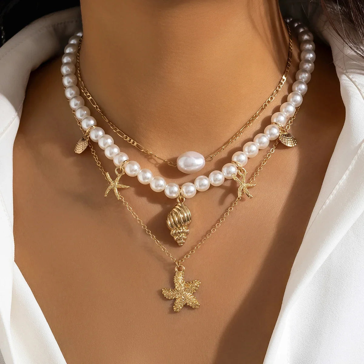 Starfish Dreams Pearl Choker Necklace