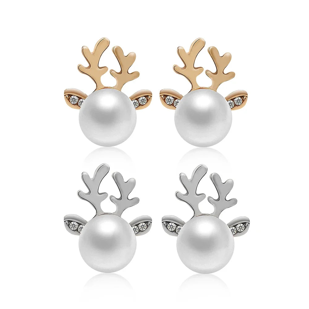 Christmas Reindeer Pearl Earrings