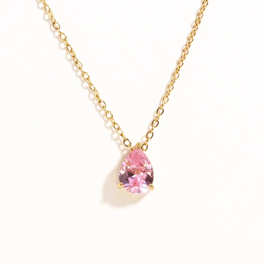 Crystal Teardrop Birthstone Necklace