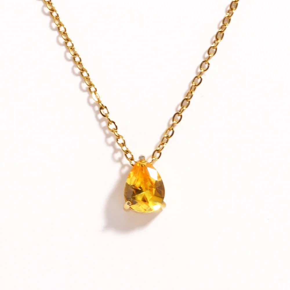 Crystal Teardrop Birthstone Necklace