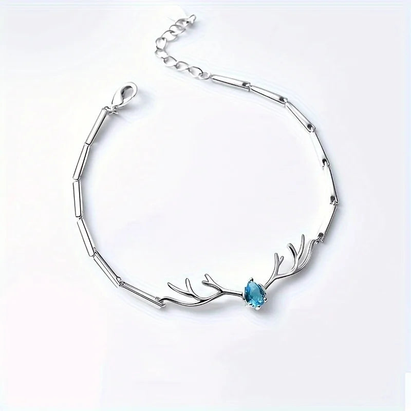 Deer Horn Heart Bracelet with Zircon