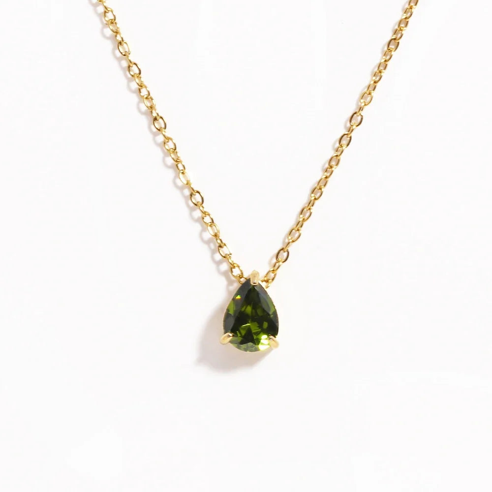 Crystal Teardrop Birthstone Necklace
