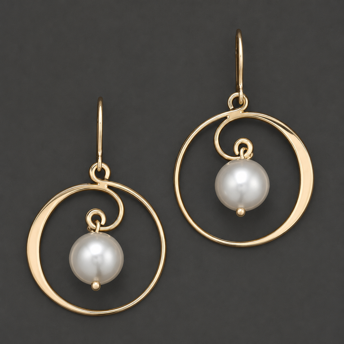 Vintage Hoop & Pearl Golden Earrings