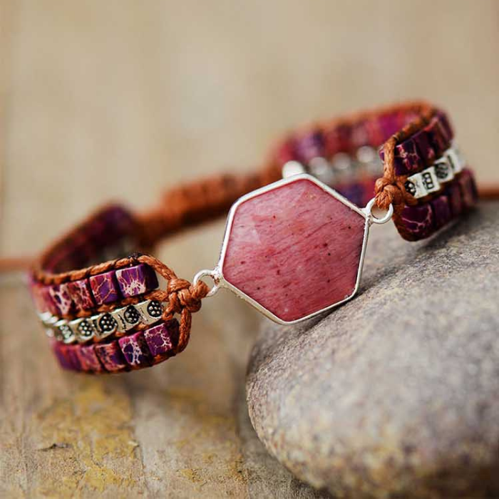 Rhodonite Hexagon Bracelet