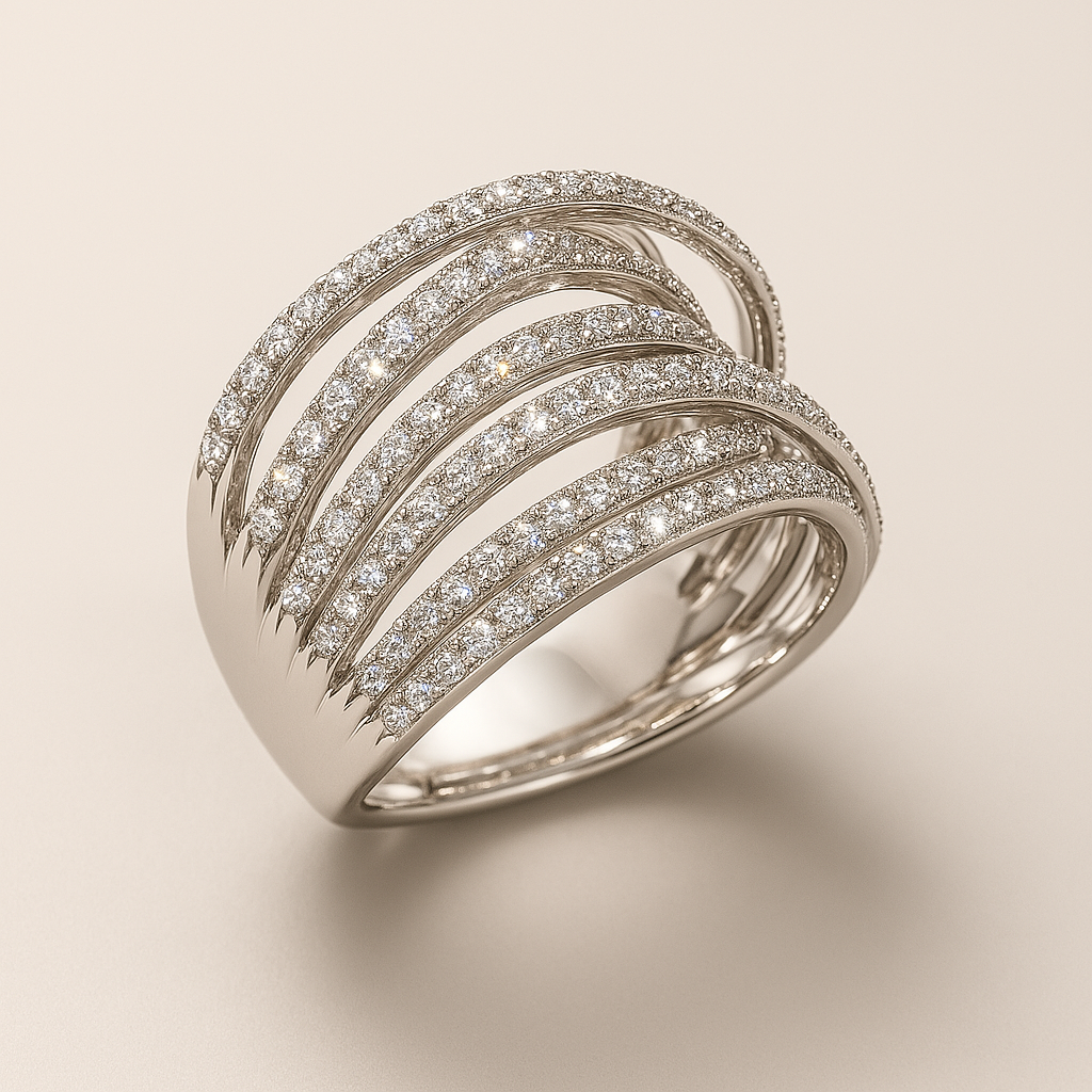 Vintage Layered Zirconia Silver Ring